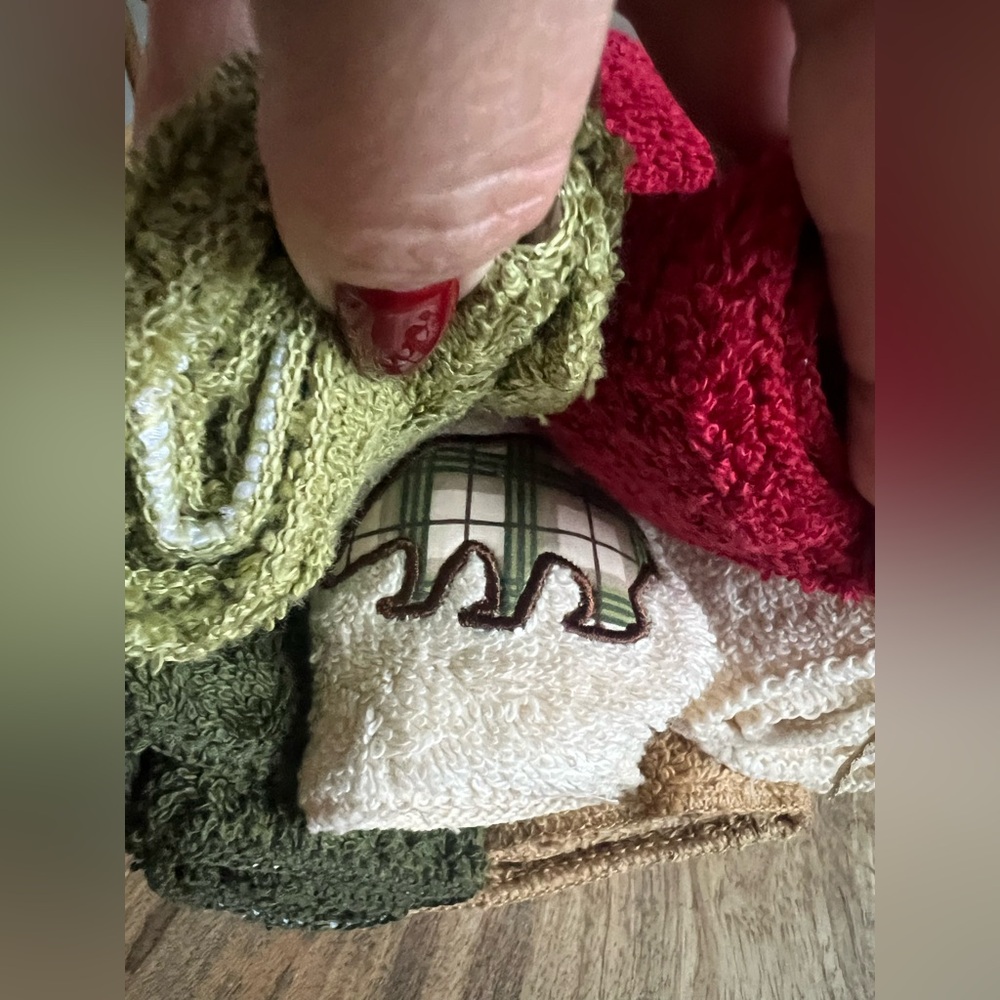 Festive Embroidered Hand Towels Set of 6 - Picture 7 of 7